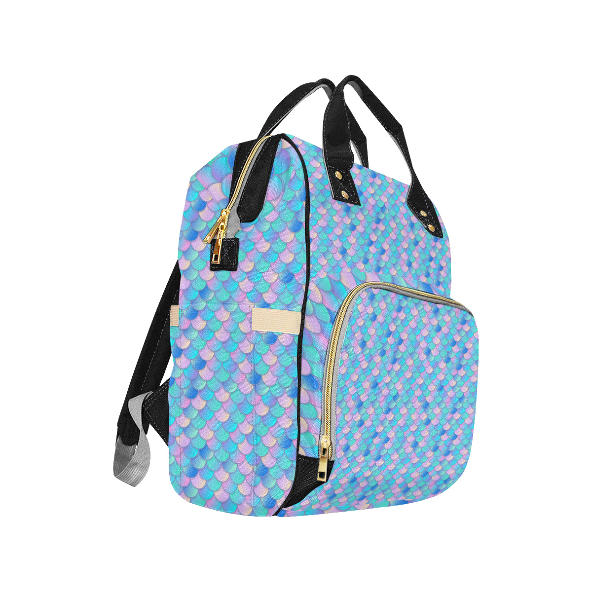 Mermaid Scales Pastel Pattern Print Design 07 Diaper Bag Backpack