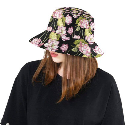 Water Lily Pattern Print Design WL06 Unisex Bucket Hat