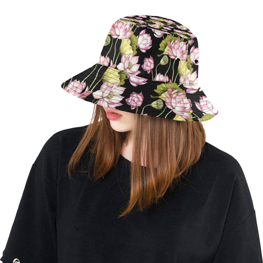 Water Lily Pattern Print Design WL06 Unisex Bucket Hat