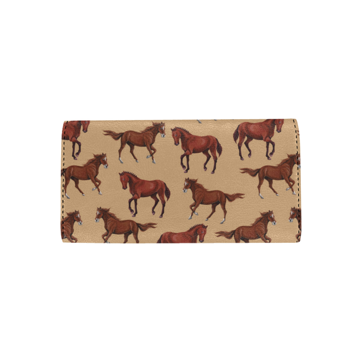Brown Horse Print Pattern Women's Trifold Wallet