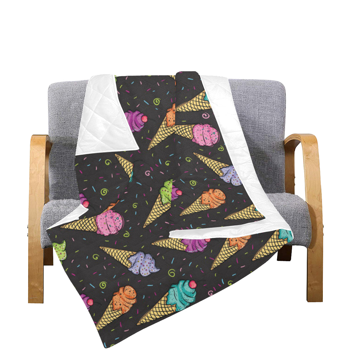 Ice Cream Pattern Print Design IC06 Premium Quilt