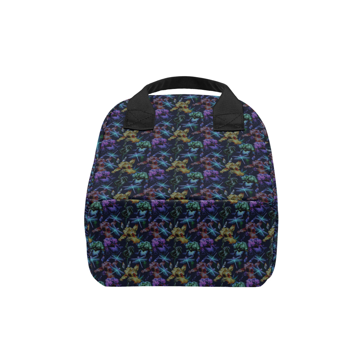 Dragonfly With Floral Print Pattern Insulated Lunch Bag