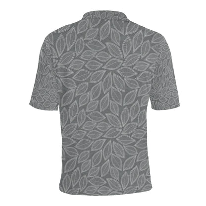 Elm Leave Grey Print Pattern Men Polo Shirt