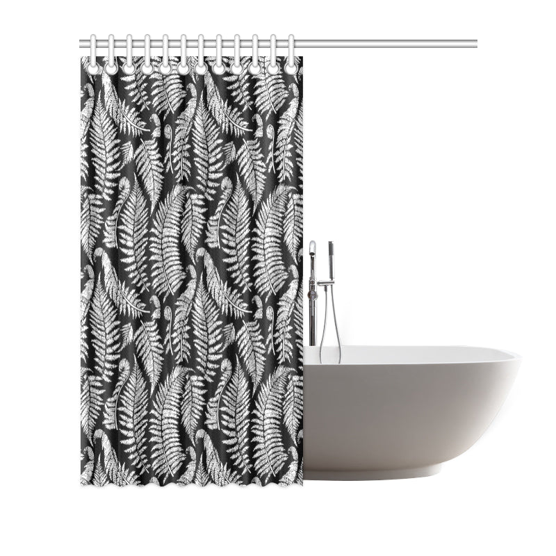 Fern Leave Black White Print Pattern Shower Curtain