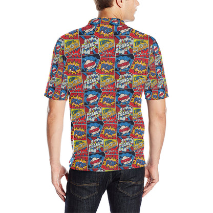 Comic Book Pattern Print Design 03 Men Polo Shirt