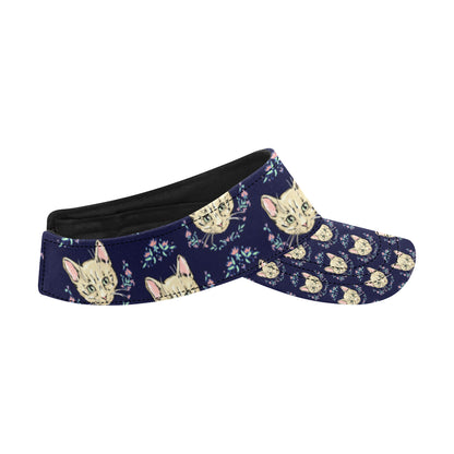 Cat Head with flower Print Pattern Unisex Sun Visor