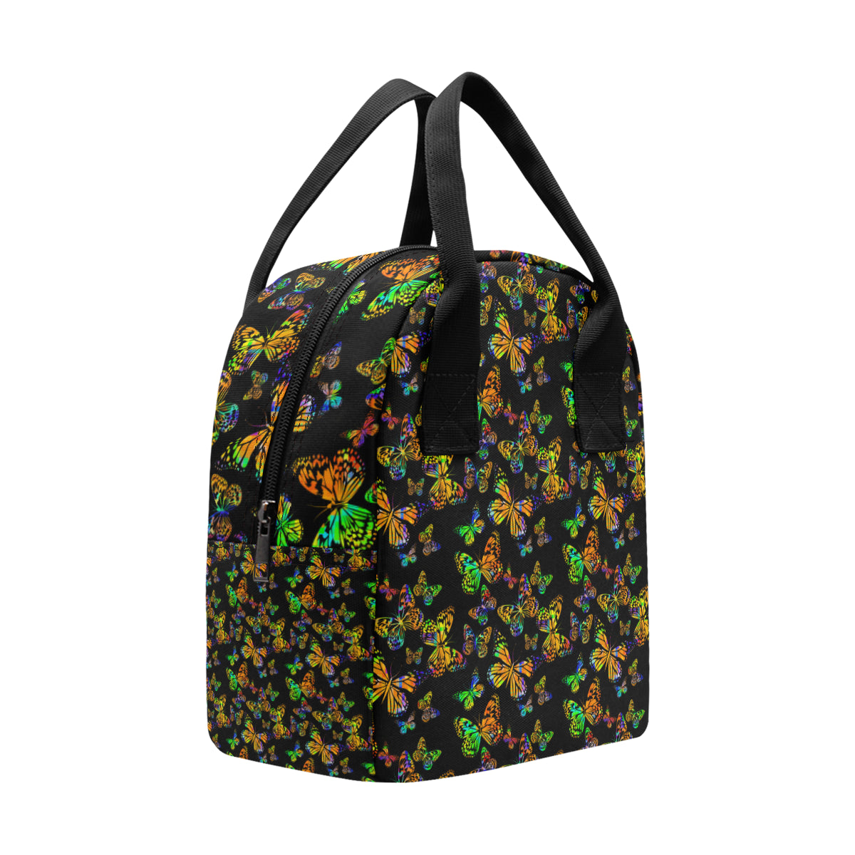 Butterfly Neon Color Print Pattern Insulated Lunch Bag