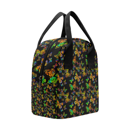 Butterfly Neon Color Print Pattern Insulated Lunch Bag