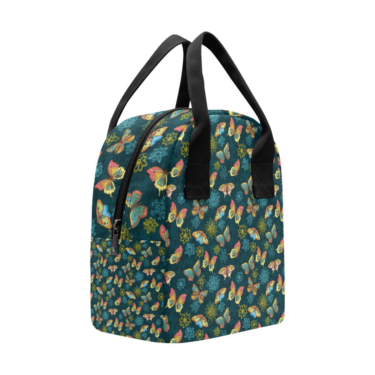 Butterfly Hand Draw Print Pattern Insulated Lunch Bag