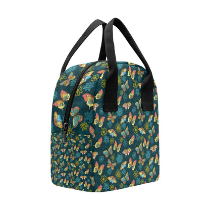 Butterfly Hand Draw Print Pattern Insulated Lunch Bag