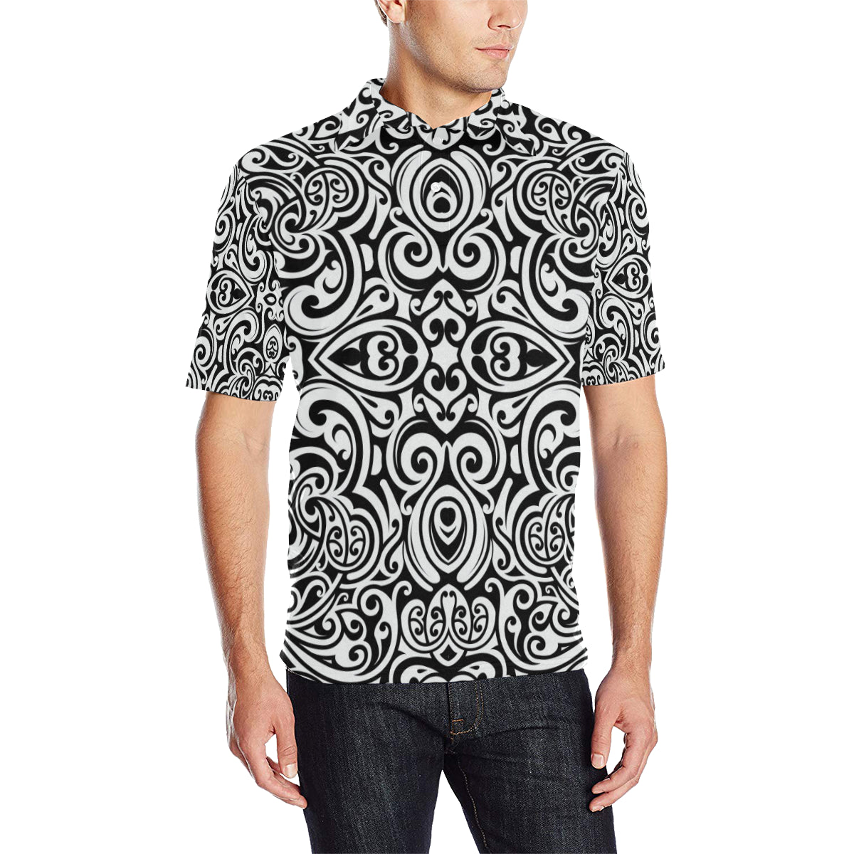 Polynesian Tattoo Pattern Men Polo Shirt