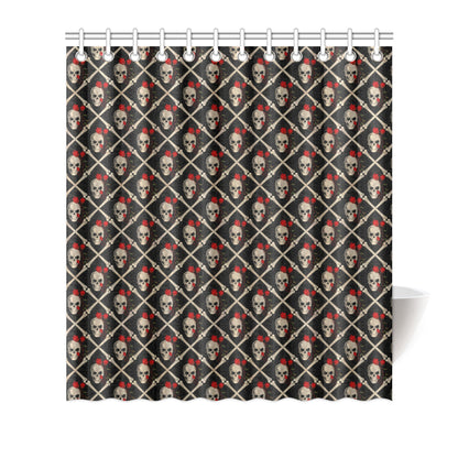 Skull Roses Bone Design Themed Print Shower Curtain