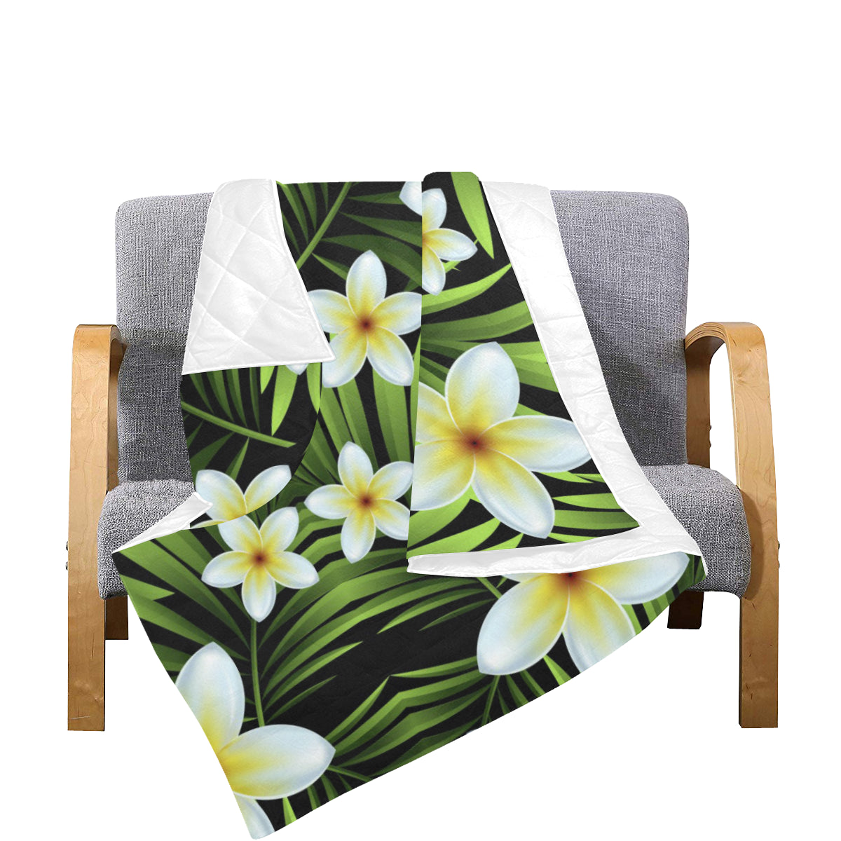 White Plumeria Pattern Print Design PM06 Premium Quilt