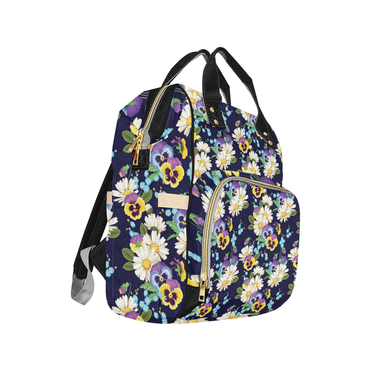 Pansy Pattern Print Design PS03 Diaper Bag Backpack