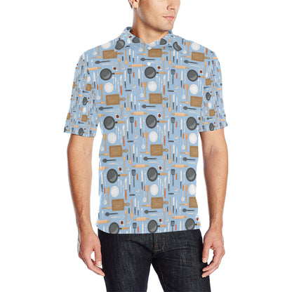 Cooking Kitchen Tools Pattern Print Design 02 Men Polo Shirt
