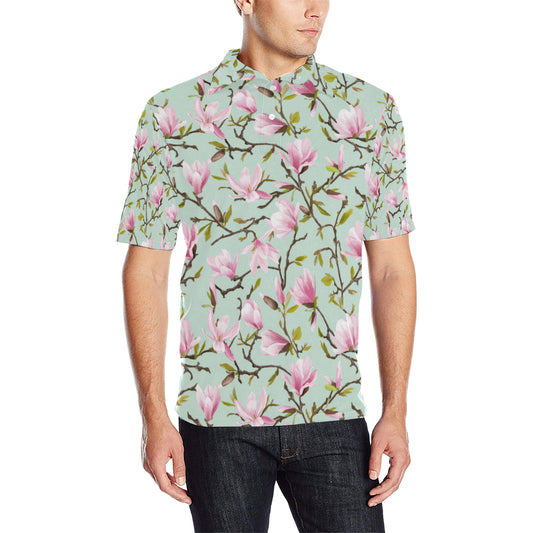 Magnolia Pattern Print Design MAG04 Men Polo Shirt