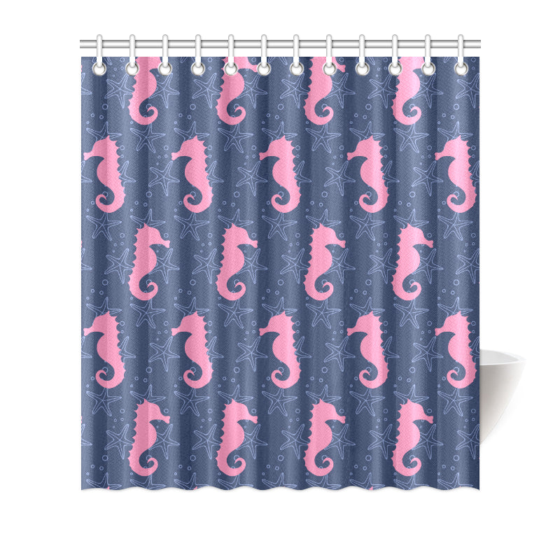 SeaHorse Pink Pattern Print Design 02 Shower Curtain