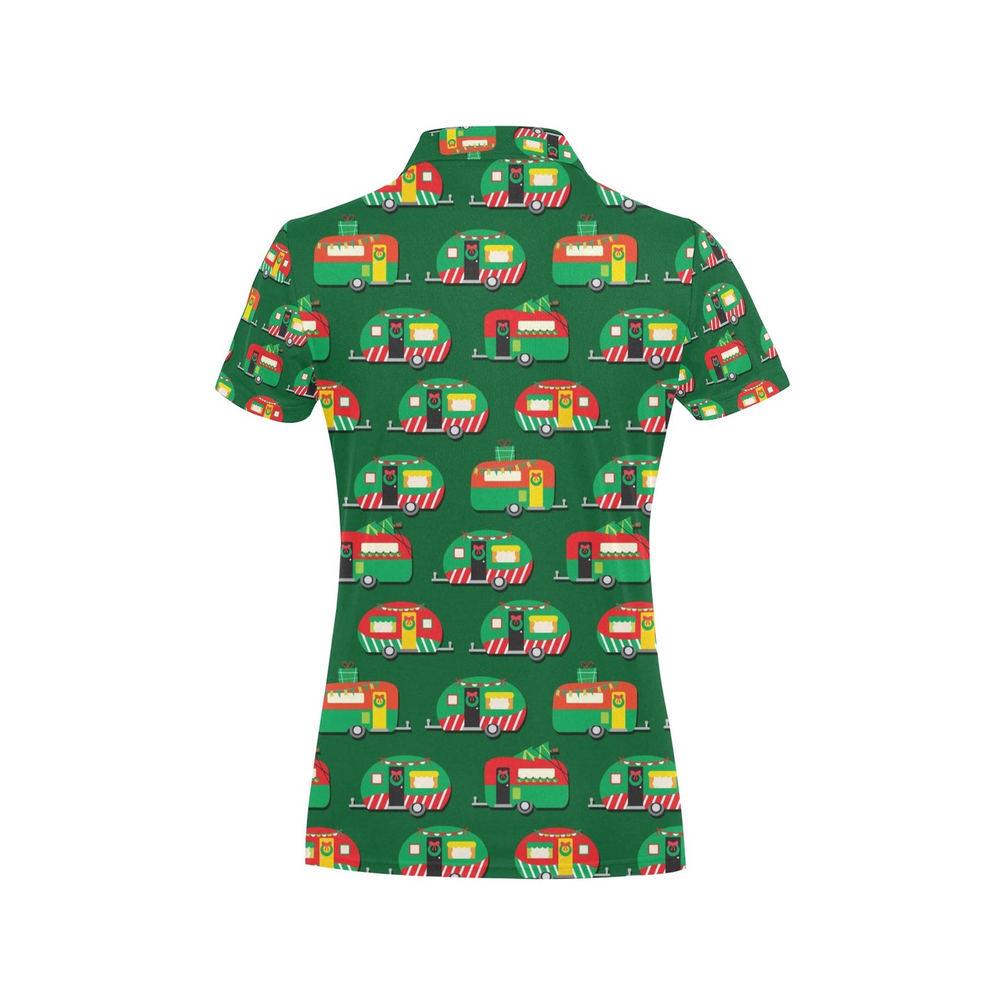 Camper Camping Christmas Themed Print Women's Polo Shirt