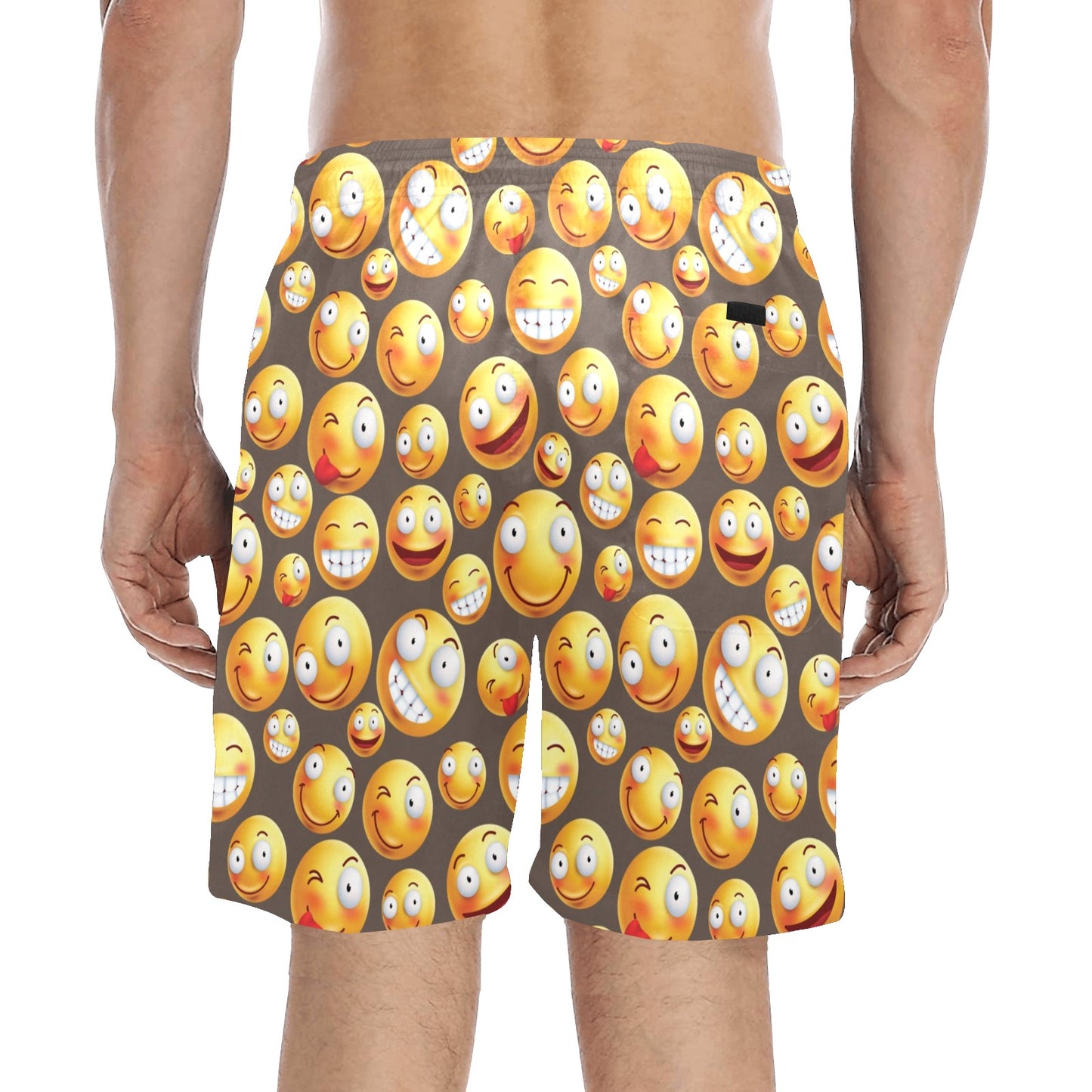 Smiley Face Emoji Print Design LKS303 Men's Swim Trunks Beach Shorts