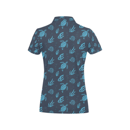 Sea Turtle Print Design LKS307 Women's Polo Shirt
