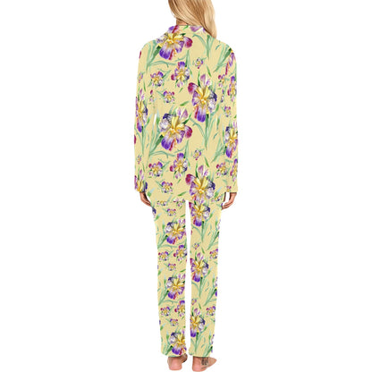 Iris Pattern Print Design IR06 Women's Long Pajama Set