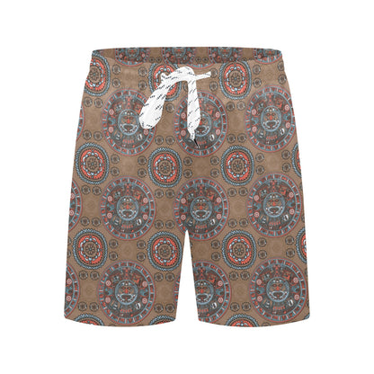 Calendar Aztec Design Print Pattern Men's Swim Trunks Beach Shorts
