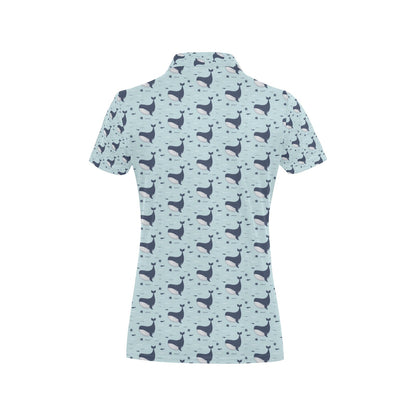 Whale Cute Design Themed Print Women's Polo Shirt