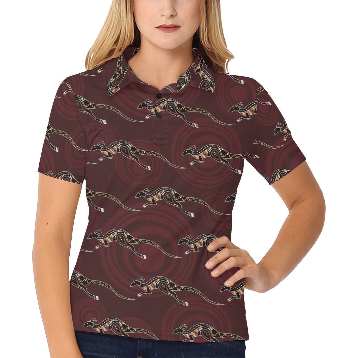 Kangaroos Pattern Print Design 05 Women's Polo Shirt