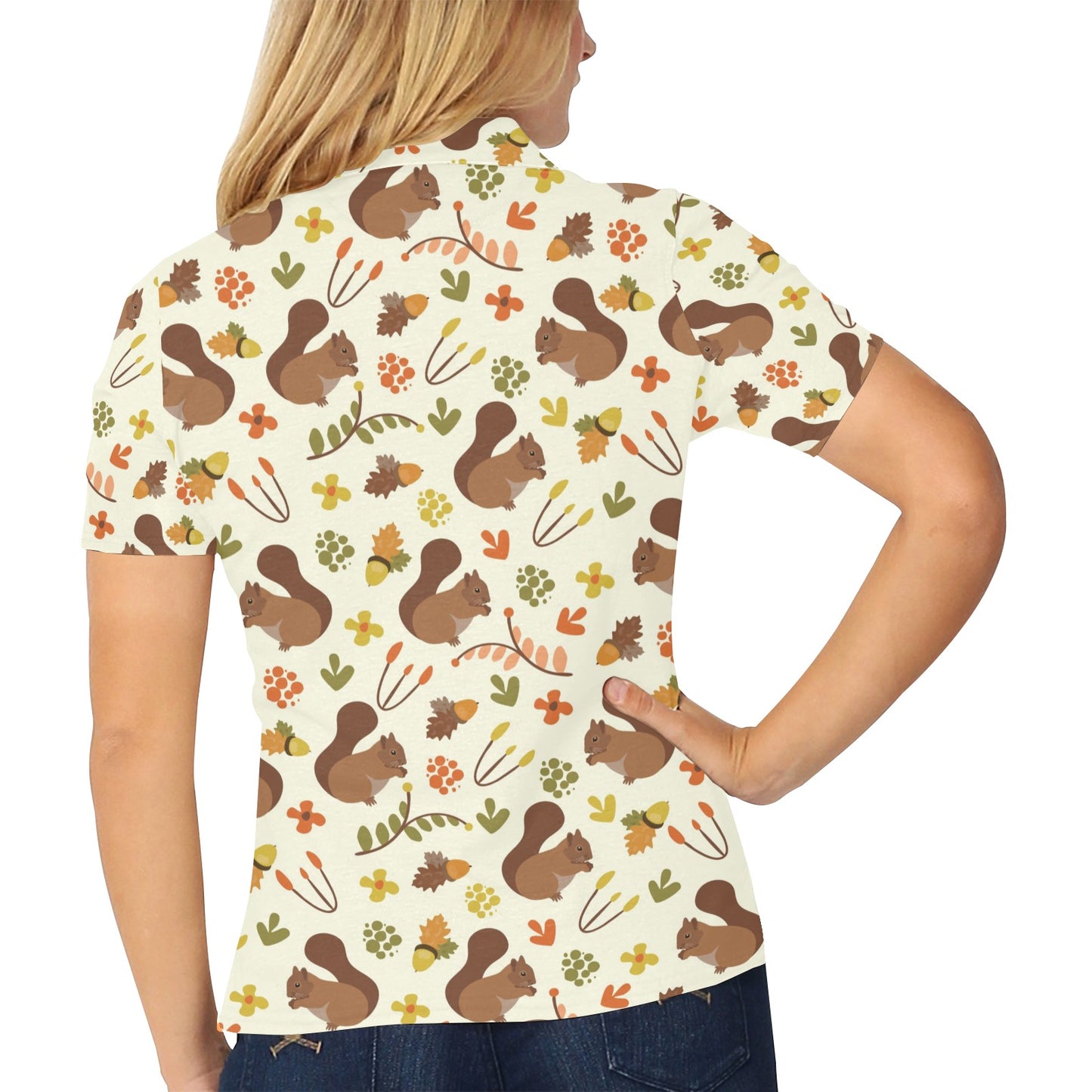 Squirrel Print Design LKS3010 Women's Polo Shirt