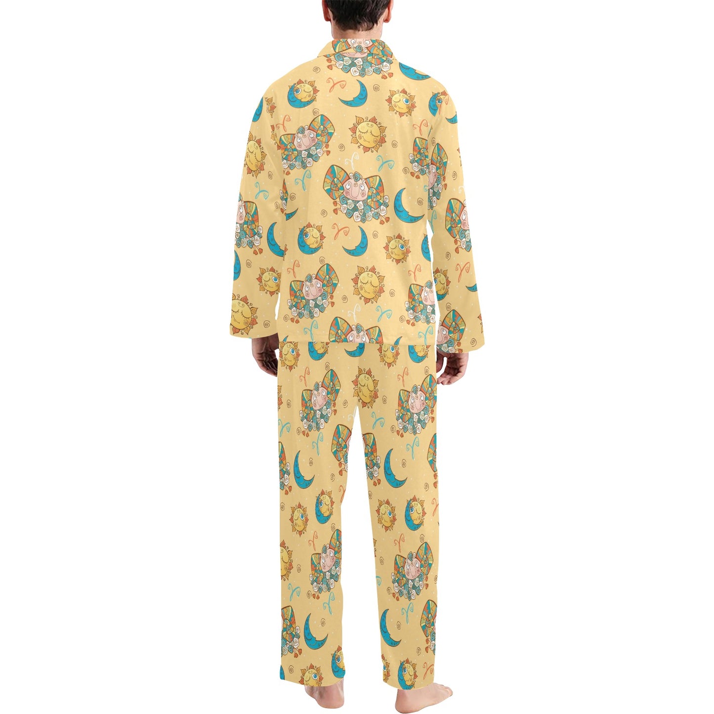 Aries Zodiac Pattern Print Design 03 Men's Long Pajama Set