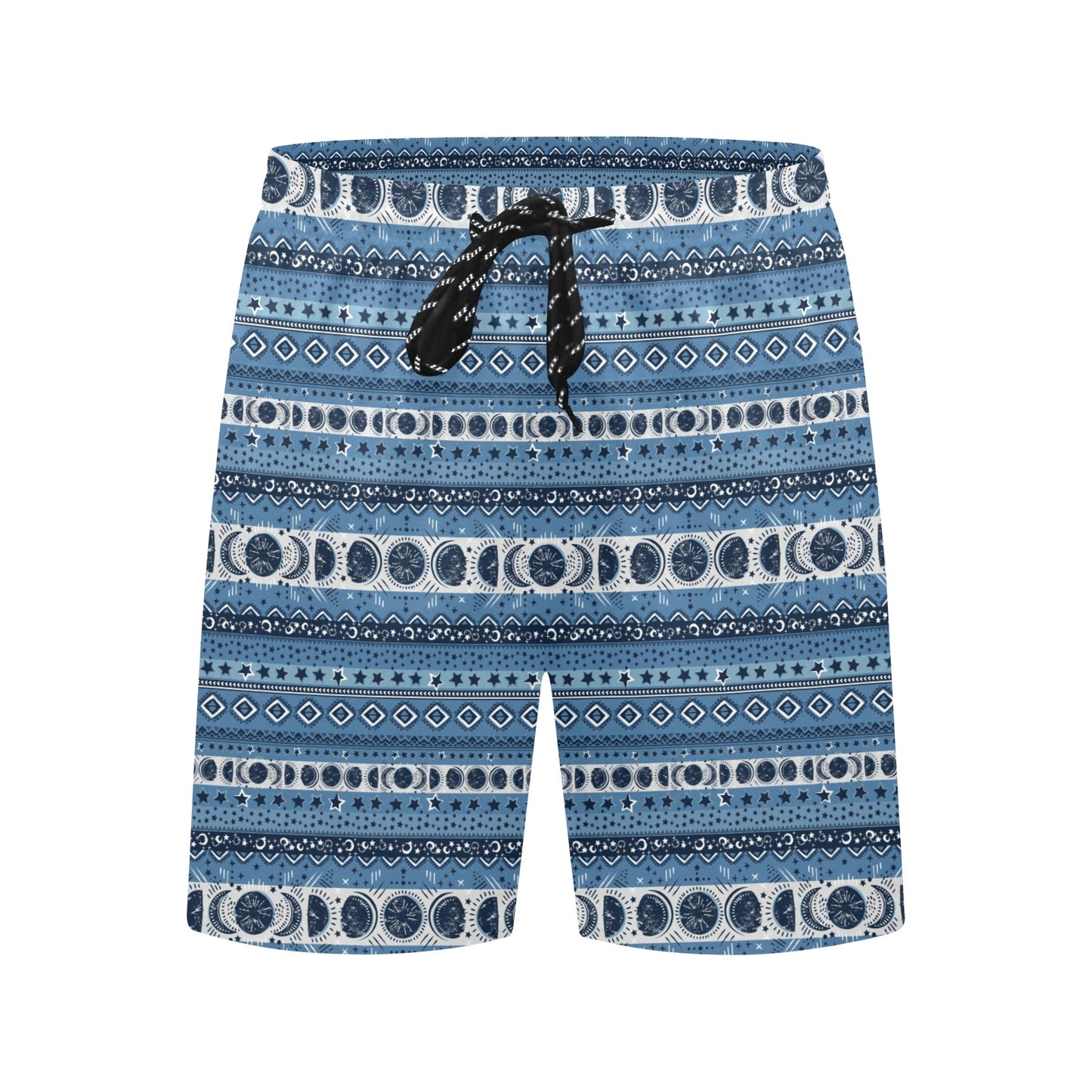 Sun Moon Pattern Print Design LKS306 Men's Swim Trunks Beach Shorts