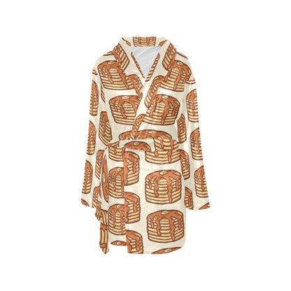 Pancake Pattern Print Design A02 Women's Fleece Robe