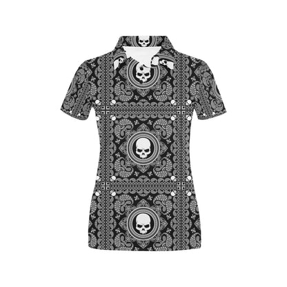 Bandana Skull Print Design LKS303 Women's Polo Shirt
