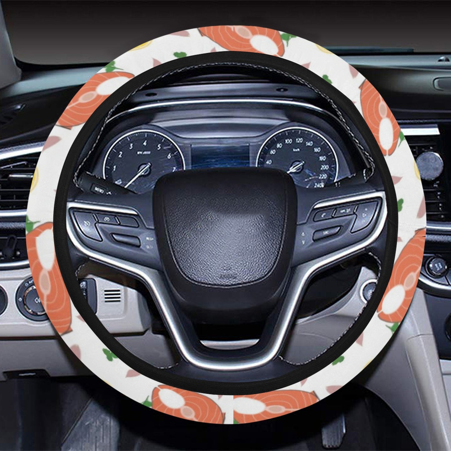 Salmon Steak Print Design LKS303 Steering Wheel Cover with Elastic Edge