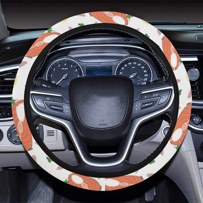 Salmon Steak Print Design LKS303 Steering Wheel Cover with Elastic Edge