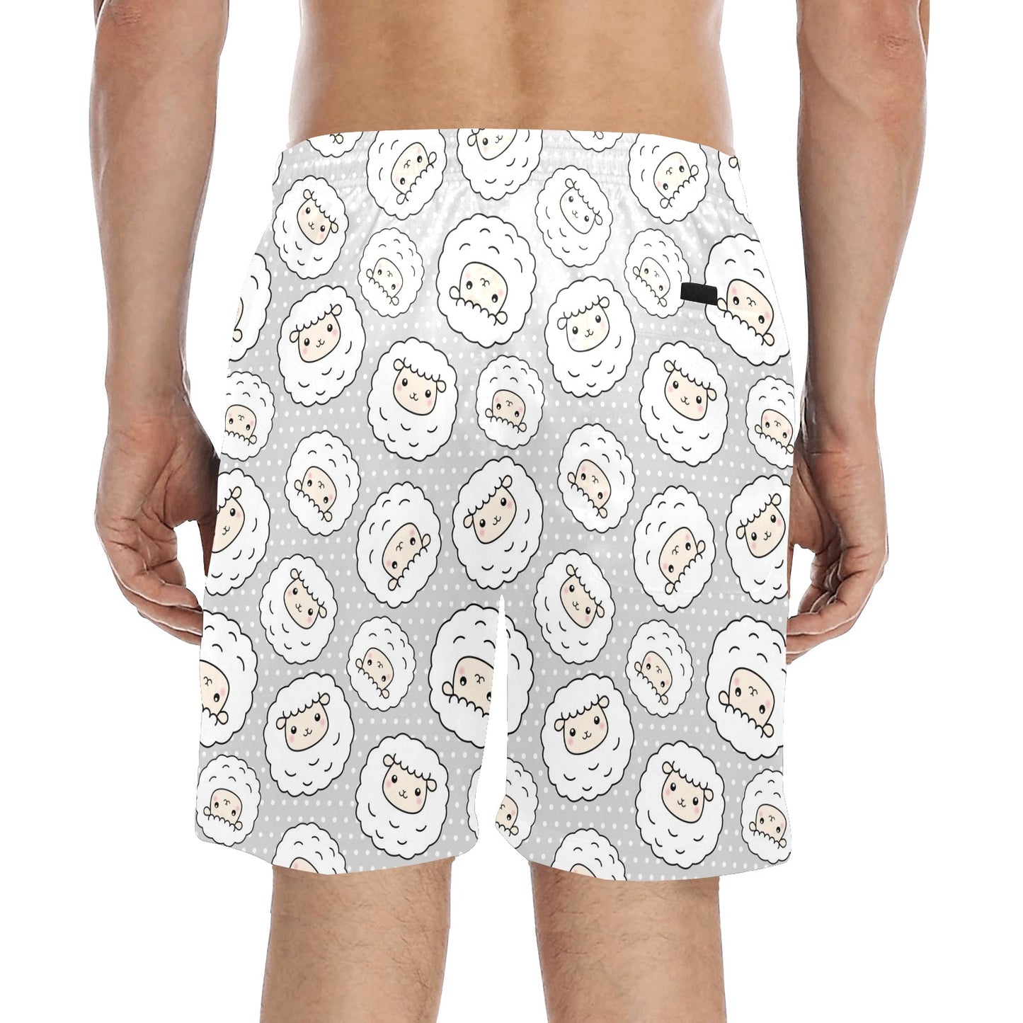 Sheep Print Design LKS401 Men's Swim Trunks Beach Shorts