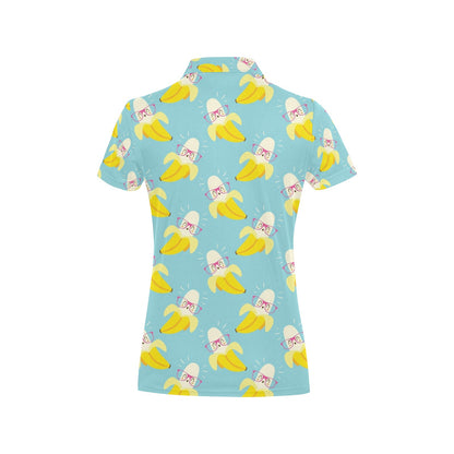 Banana Pattern Print Design BA07 Women's Polo Shirt