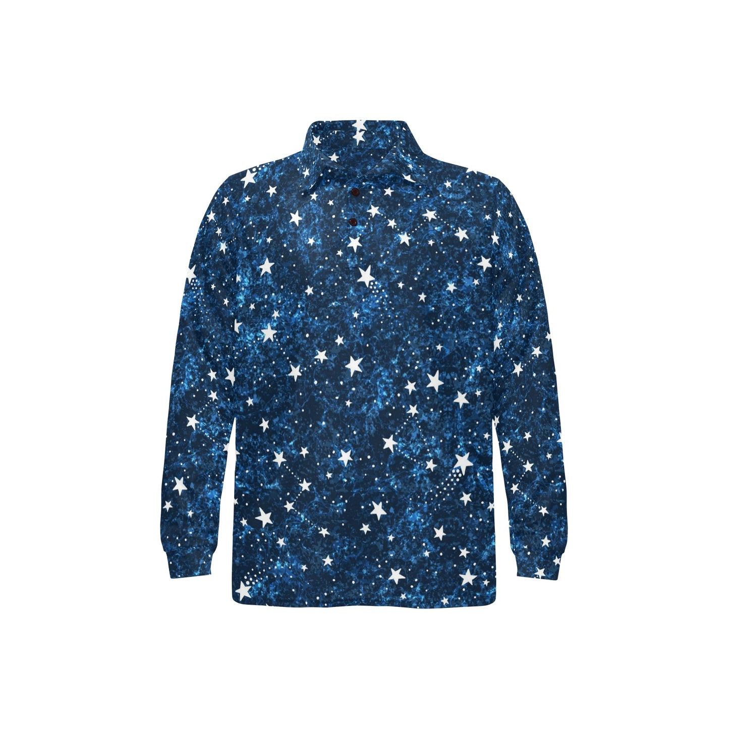 Cosmic Pattern Print Design 05 Long Sleeve Polo Shirt For Men's
