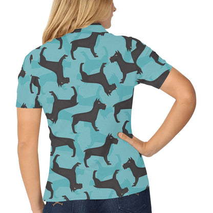 Schnauzers Pattern Print Design A01 Women's Polo Shirt
