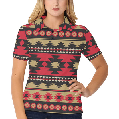 Navajo Pattern Print Design A04 Women's Polo Shirt
