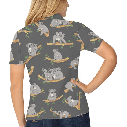 Koala Pattern Print Design 07 Women's Polo Shirt