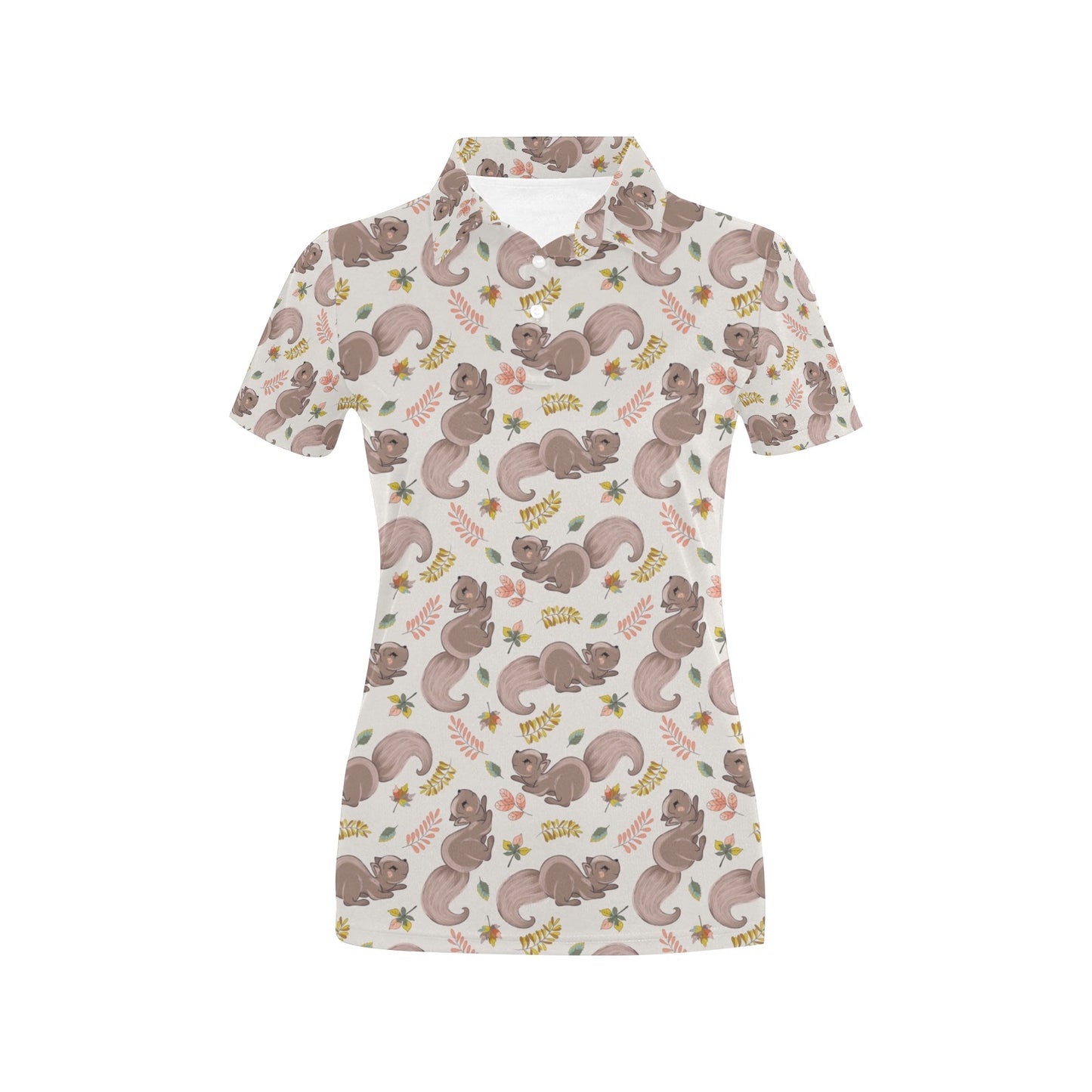 Squirrel Print Design LKS307 Women's Polo Shirt