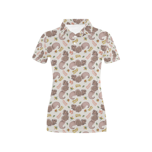 Squirrel Print Design LKS307 Women's Polo Shirt