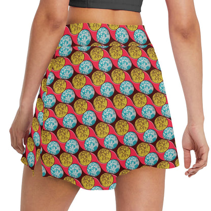 African Fashion Print Pattern 17" Golf & Pickleball Skort with Pockets