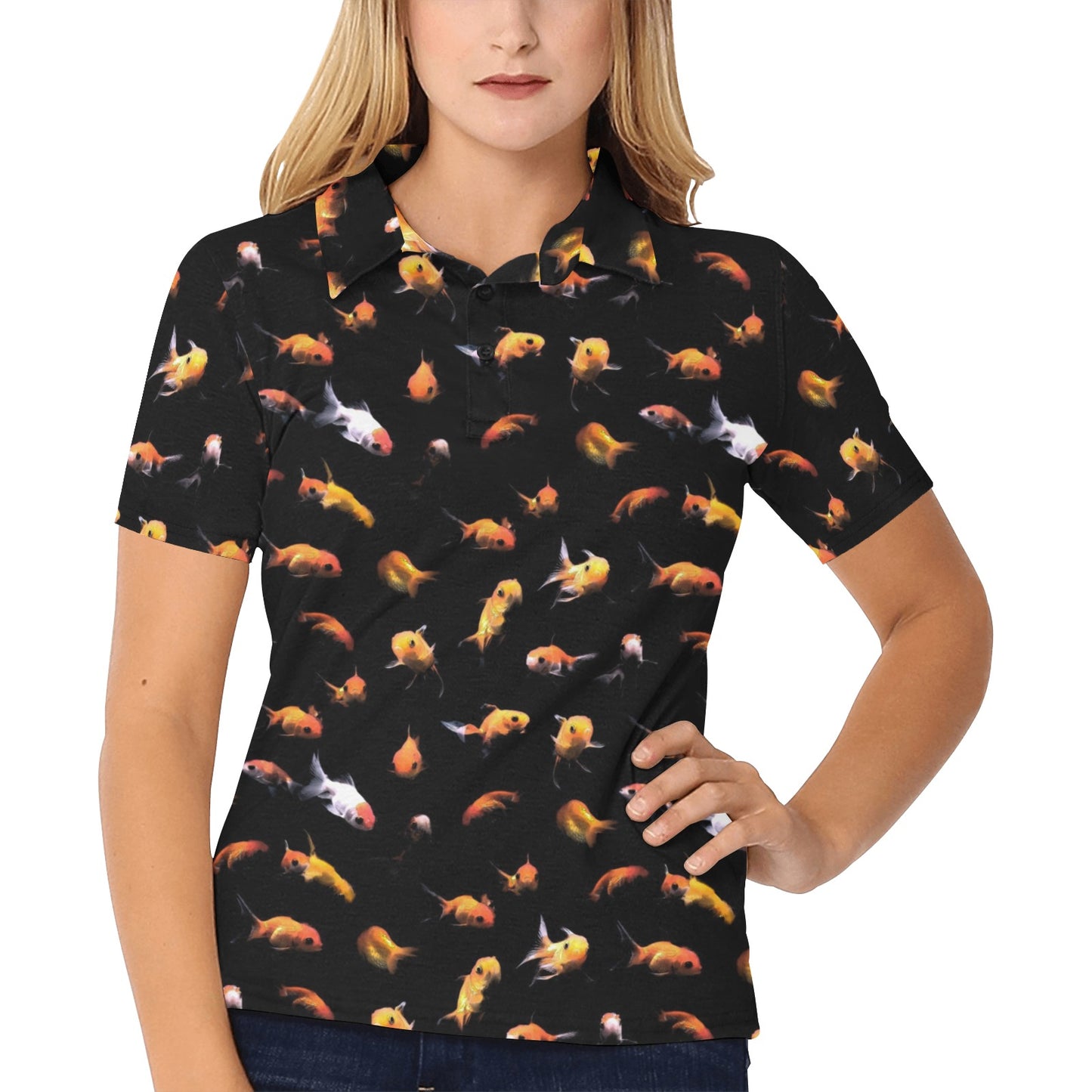 Goldfish Print Design LKS402 Women's Polo Shirt