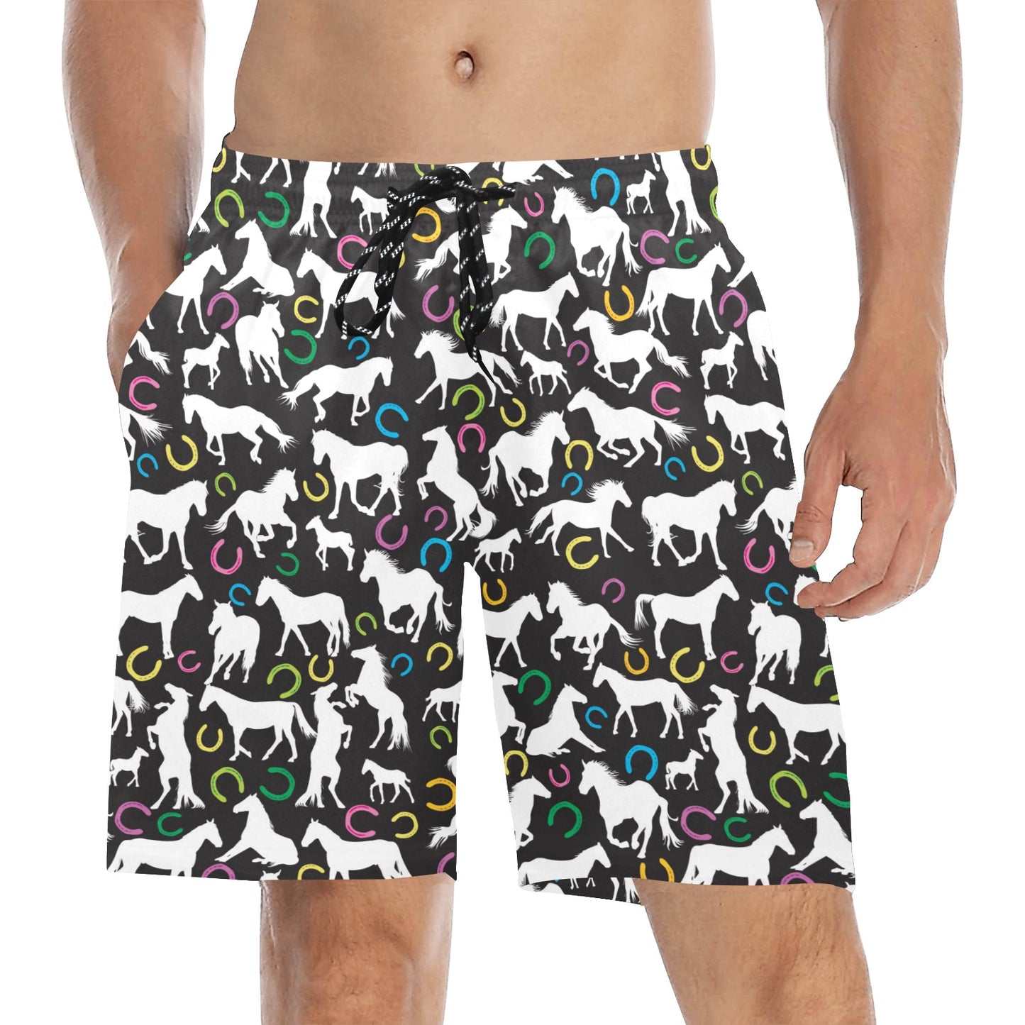 Horse Hoof Colorful Print Design LKS301 Men's Swim Trunks Beach Shorts