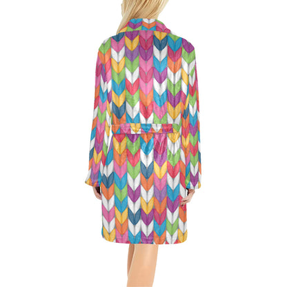 Knit Pattern Print Design 01 Women's Fleece Robe