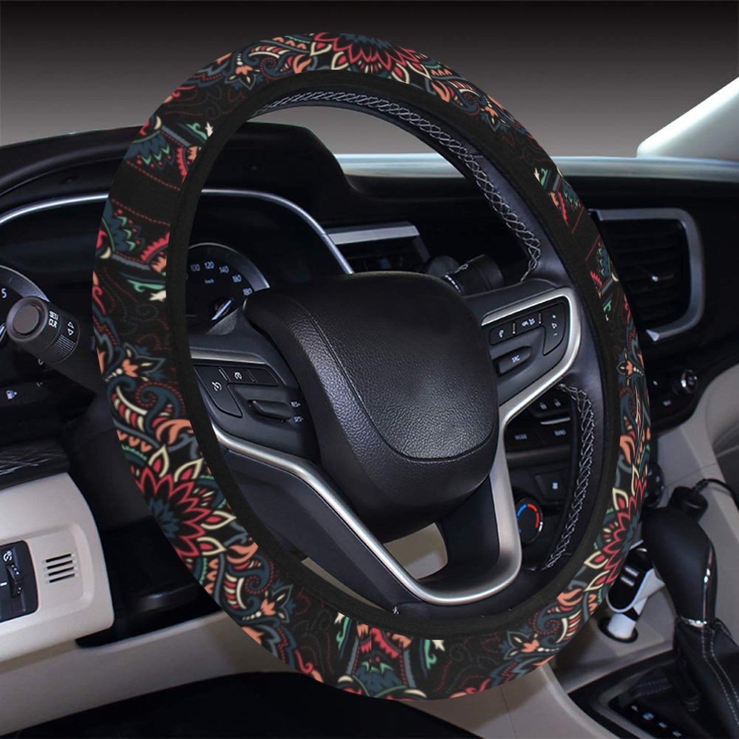 Bandana Print Design LKS307 Steering Wheel Cover with Elastic Edge