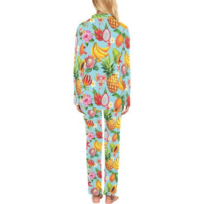 Tropical Fruits Pattern Print Design TF01 Women's Long Pajama Set