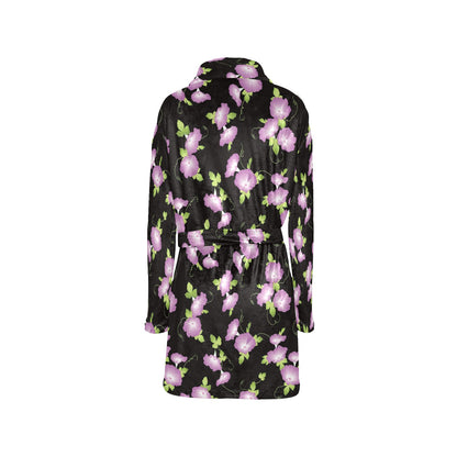 Morning Glory Pattern Print Design MG02 Women's Fleece Robe